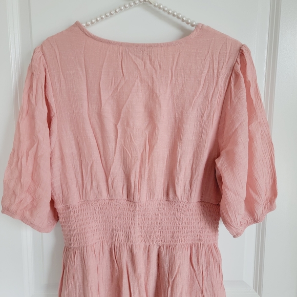 *Host Pick* Coral Peach V-Neck Balloon Sleeve Casual Mini Dress Sz Petite XL - Picture 6 of 10